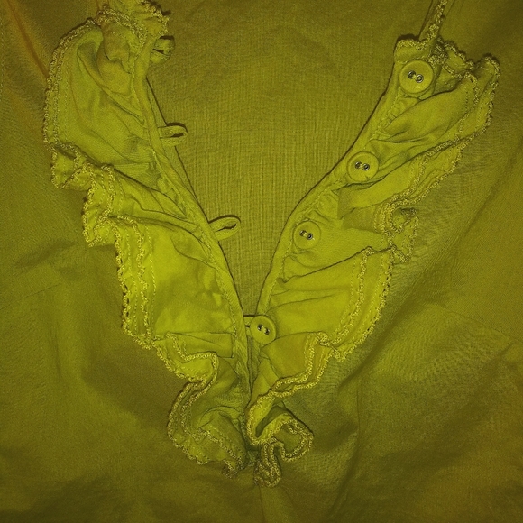 Tory Burch Sleeveless Avocado Button Up Ruffle Top - Picture 6 of 7